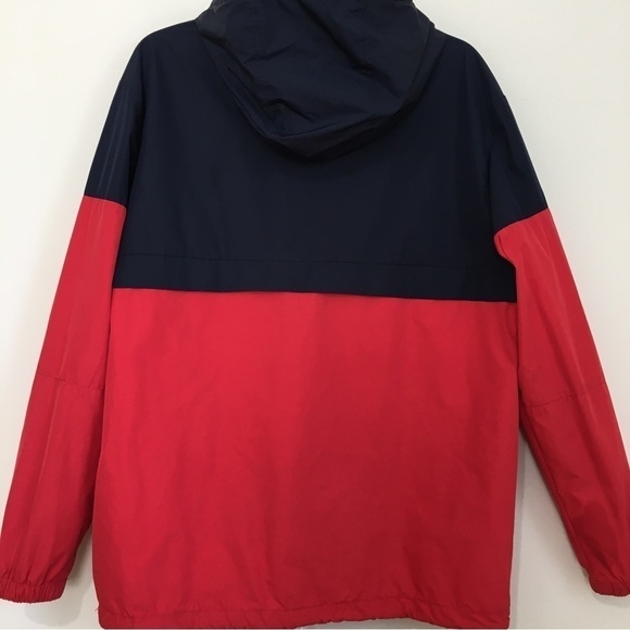 H & M Divided Red Navy blue 1/2 Zip Up pull over Hooded Jacket - Picture 4 of 13